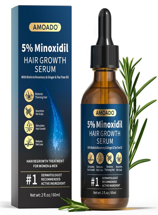 AMOADO 5% Minoxidil for Men and Women Hair Growth, AMOADO Minoxidil Serum with Rosemary&Biotin for Hair Regrowth, Beard Growth, Extra Strength,Thicker, Fuller Hair -2fl.oz - Image 1